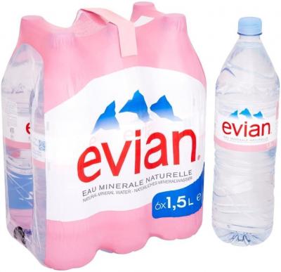 Evian Naturelle  Minerale Water 6X1.5Ltr